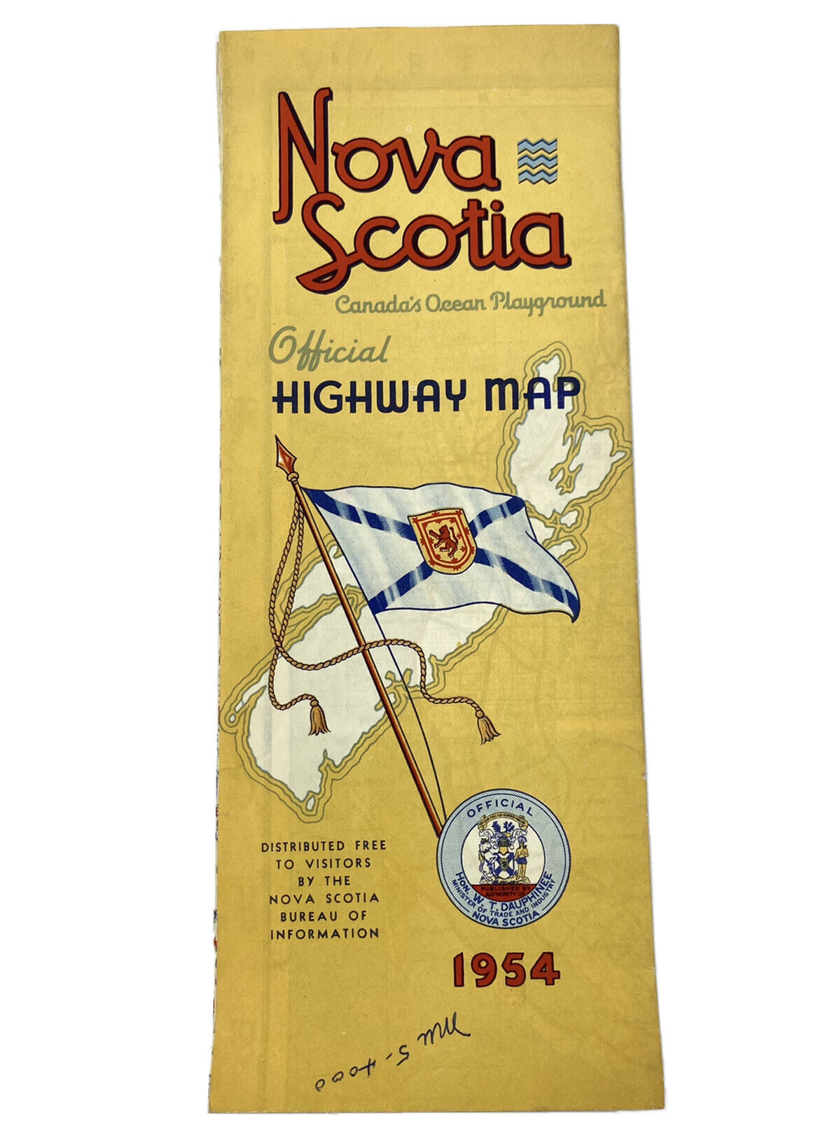 Vintage 1954 NOVA SCOTIA Canada Road Map Highway Travel Vacation