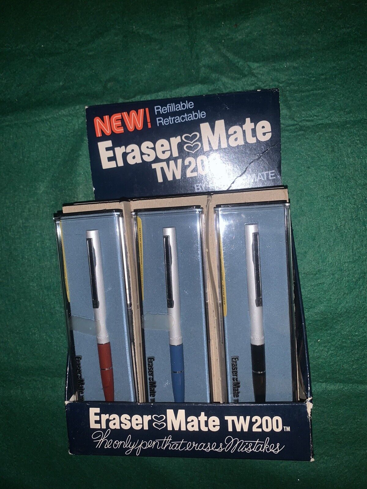 1978 Eraser Mate Pen TW200 Double Heart POP Display  OOAK Listing USA Made