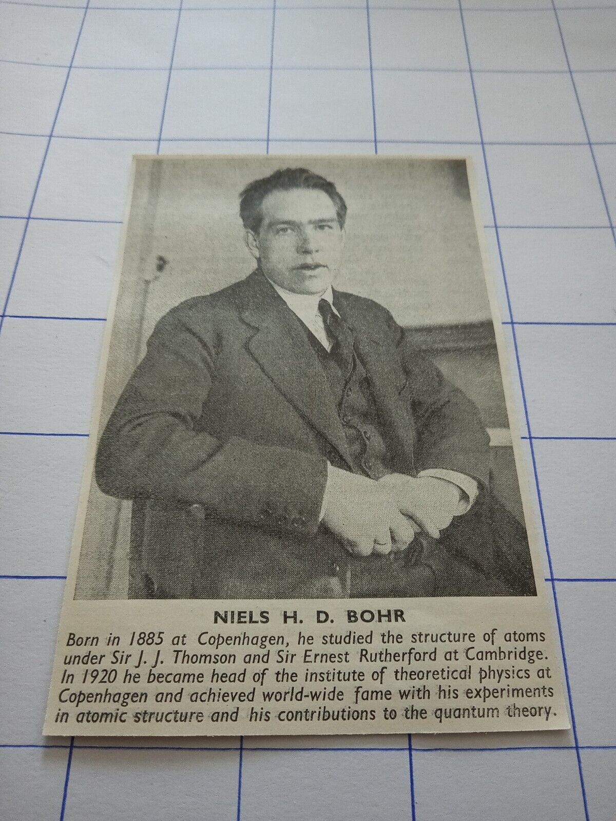 Niels H D BOHR ATOMIC STRUCTURE OF ATOMS THEORETICAL PHYSICS COPENHAGEN 1930s