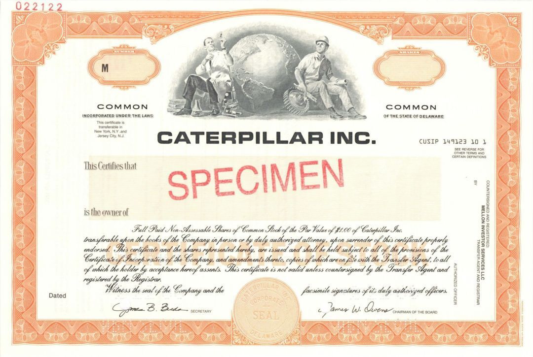 Caterpillar Inc. - 2006 dated Specimen Stock Certificate - American Construction