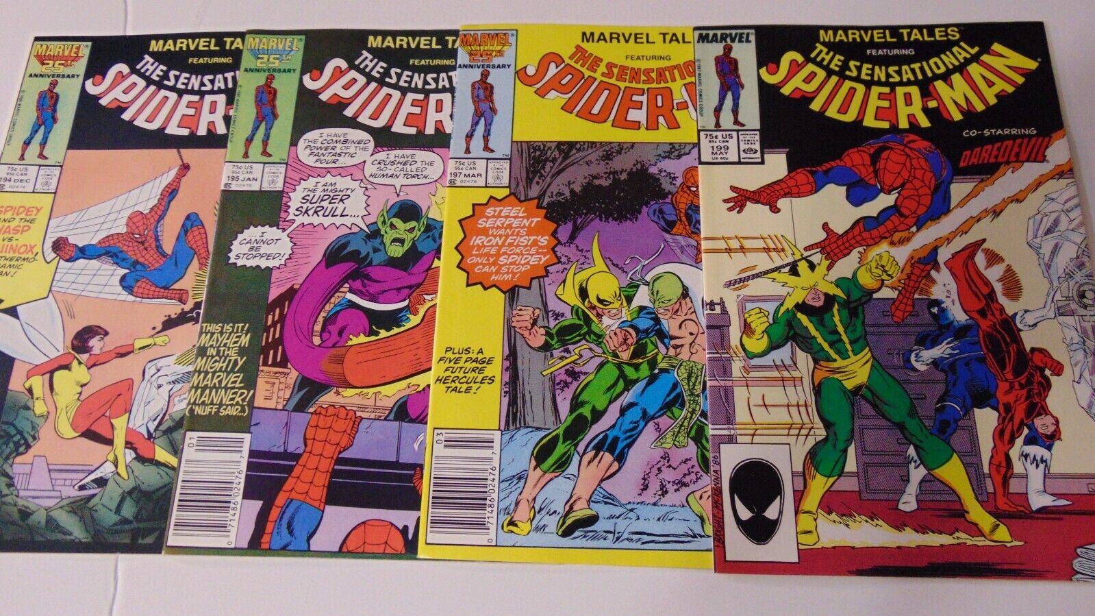 MARVEL TALES SPIDERMAN #194 195 197 199 LOT (1986) CLASSIC BYRNE TEAM-UP