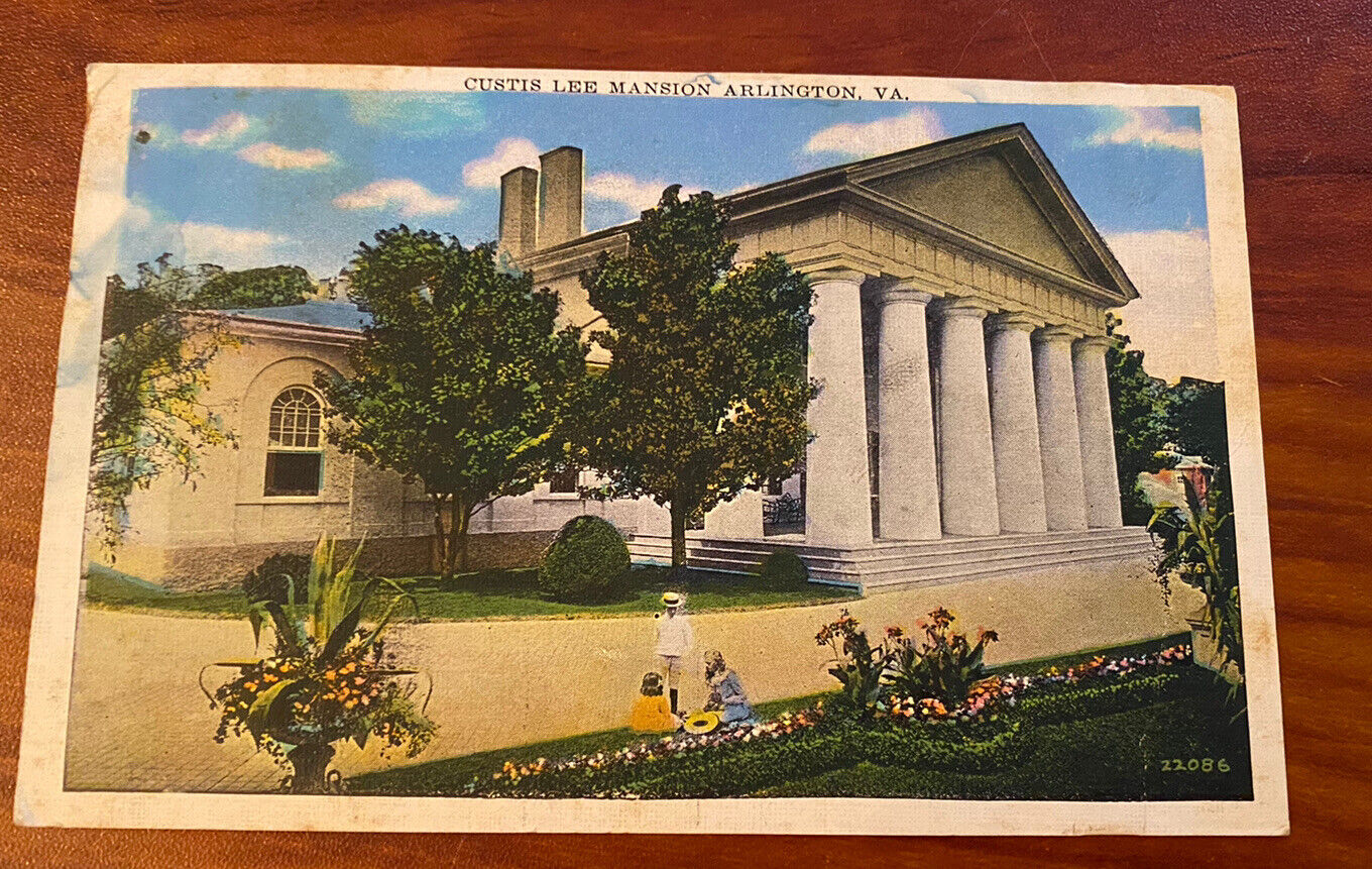 Linen Postcard Arlington Virginia VA Custis Lee Mansion