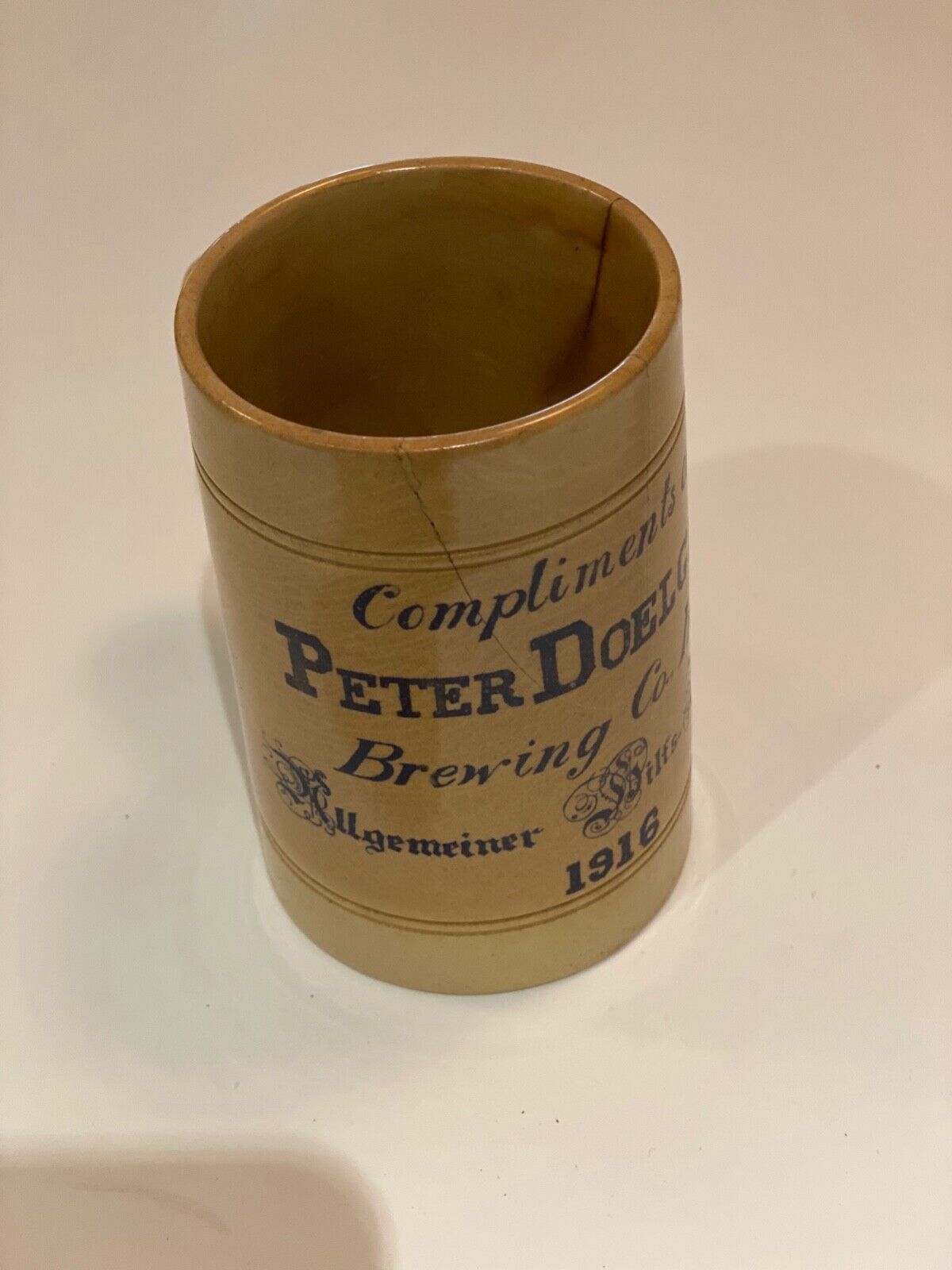 Peter Doelger Brewing Co. 1916 Pre-Prohibition Ceramic Mug New York