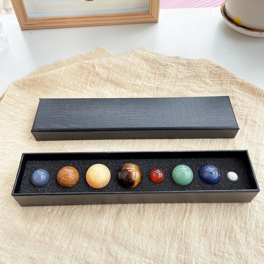 Natural Eight Planets of The Solar System Model Crystal Ball Mineral Gemstones