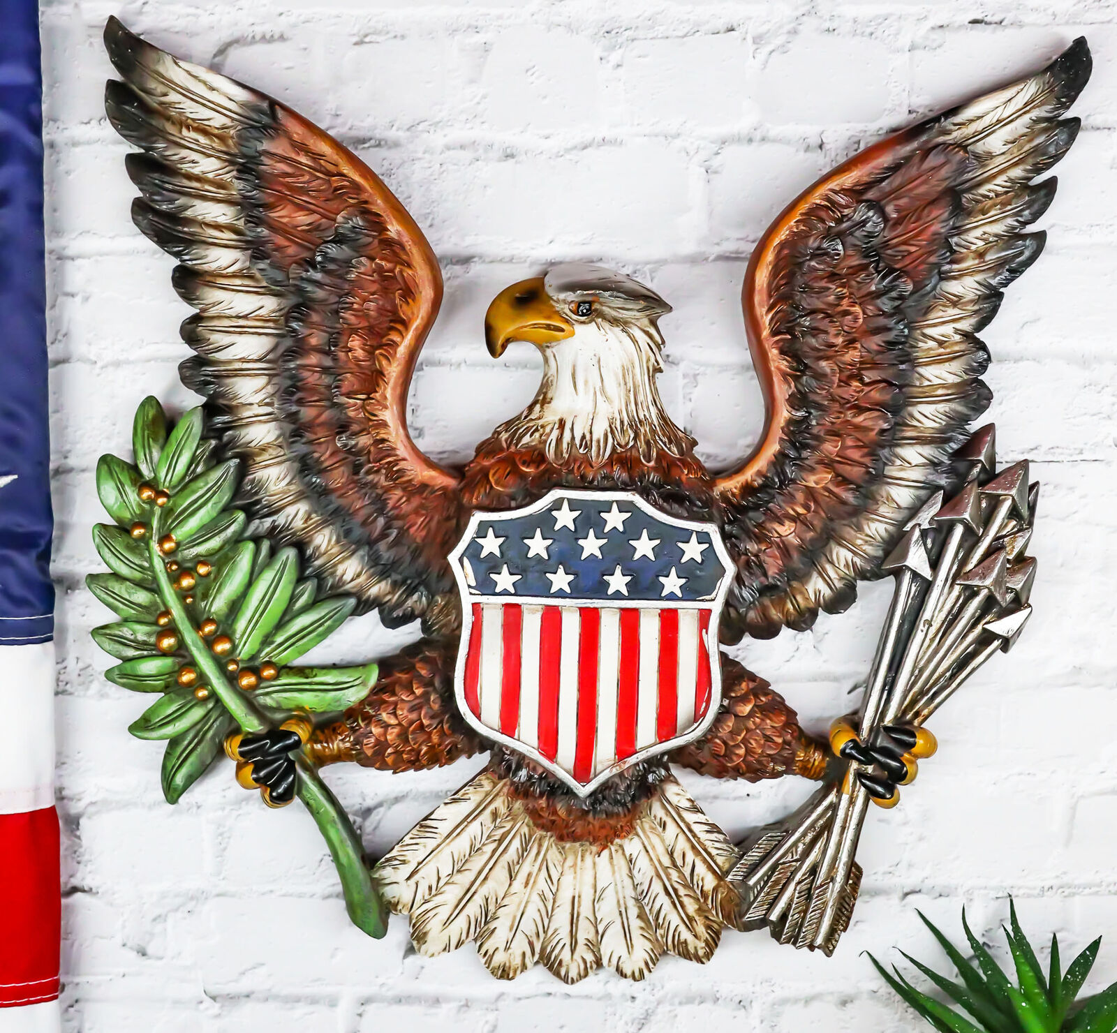 Patriotic American Great Seal Bald Eagle With Olive Branch And Arrows Wall Decor