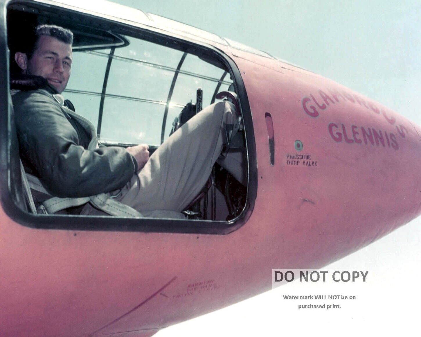 CAPTAIN CHUCK YEAGER IN BELL X-1 COCKPIT GLAMOROUS GLENNIS - 8X10 PHOTO (AA-258)