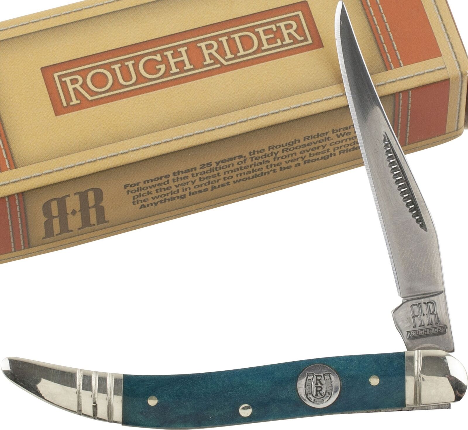 Rough Rider Blue Smooth Bone Toothpick Pocket Knife RR1953 Single Folding Blade