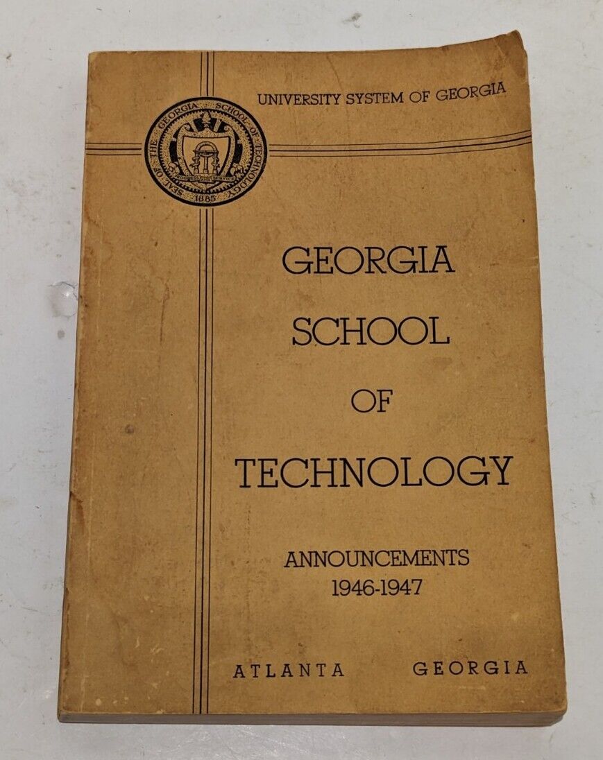 Vintage Georgia School Of Technology Announcements 1946-1947 Georgia Tech USG 