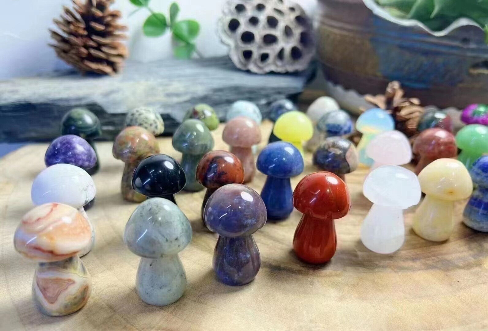 36mm Natural Mix material mushroom decoration Crystal Quartz Healing Decorate