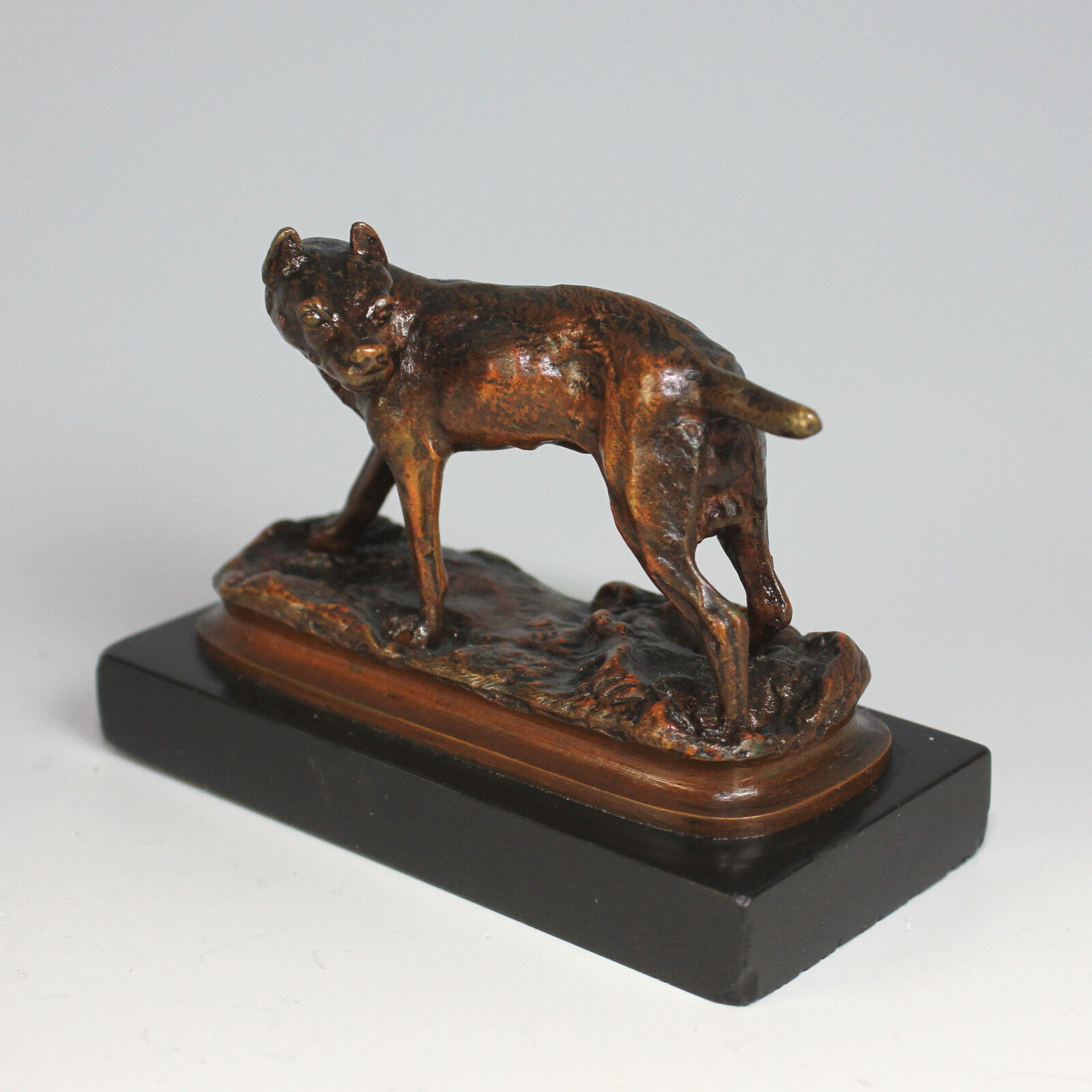 Antique Bronze Grand Tour Sculpture, Dog Signed E. Chevalier
