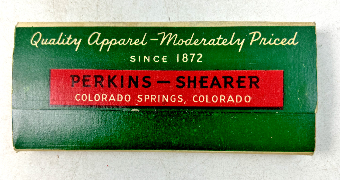 Vintage Perkins-Shearer Advertising Matchbook Colorado Springs History
