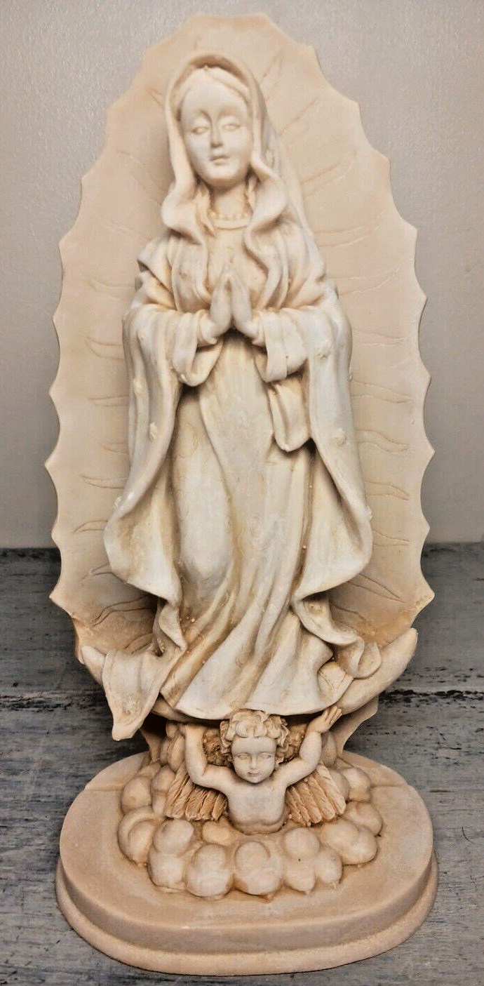 Our Lady of Guadalupe Virgin Mother Mary Catholic Decor Faux Wood Resin Figurine