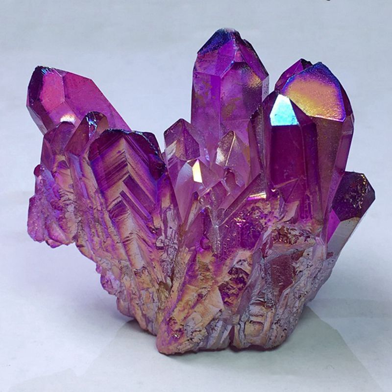 120g Large Natural Aura Purple Titanium Stone Crystal Cluster Specimen Healing