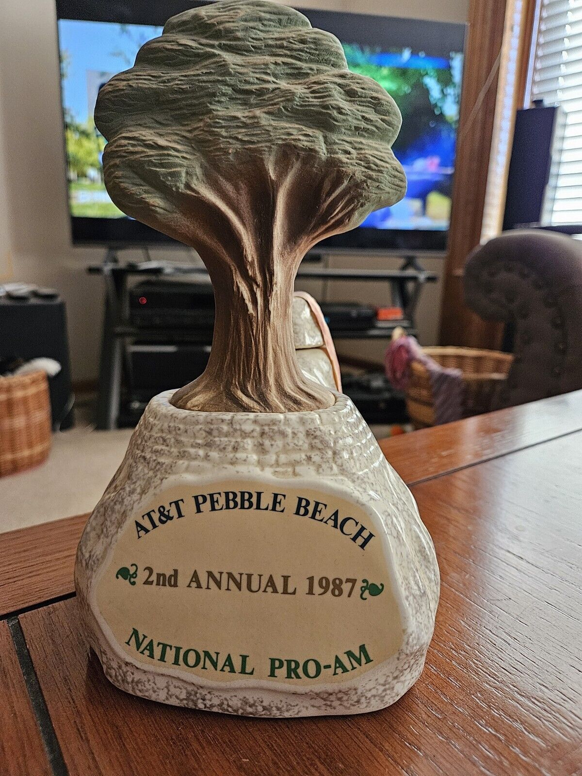 Vintage 1987 AT&T Pebble Beach Decanter With Stopper, Seal Unbroken. 614/1000