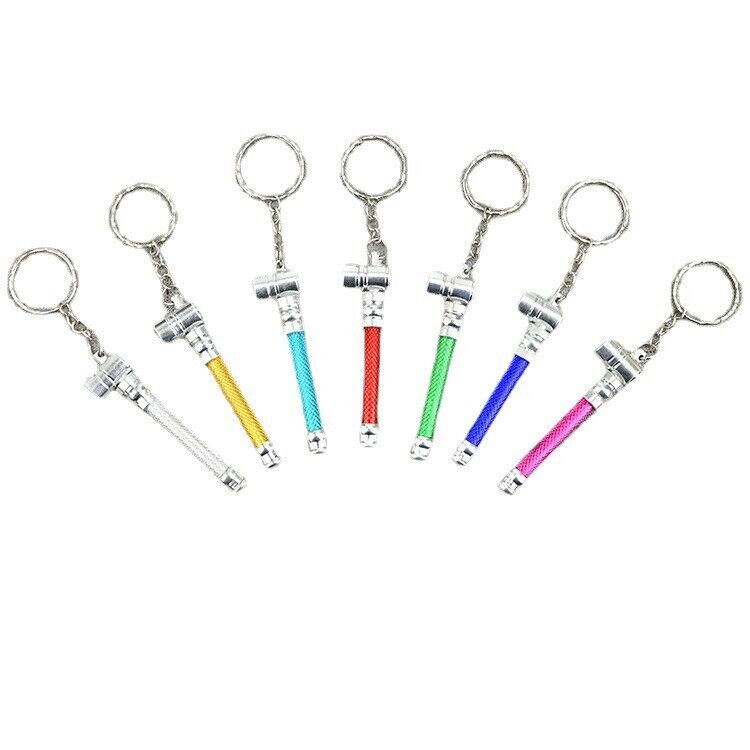 9pcs Metal Pipes Keychain Smoking Pipe Key Ring Tobacco Mini Pipe Smoke Gifts