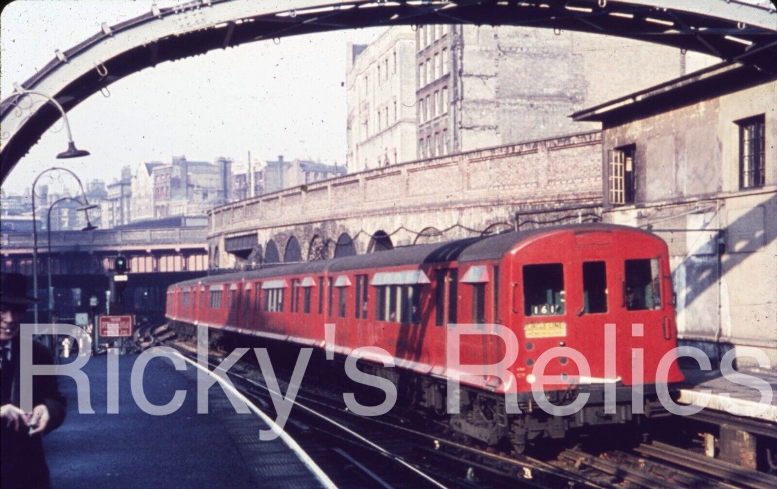 Duplicate Slide Circle Line Train entering Farringdon Station London Transport