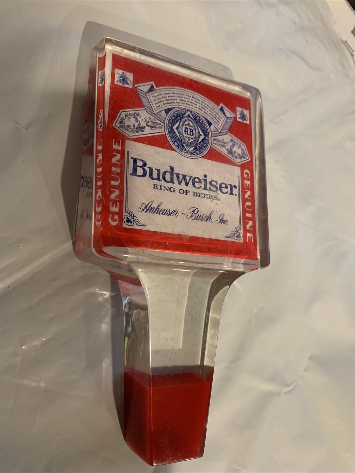 Vintage 1980s Budweiser Lucite Beer Tap Handle~Used/Excellent Condition 6”x3”