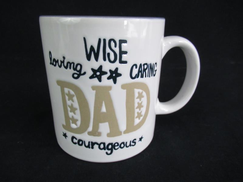 Ganz Wise Loving Caring Courageous DAD Ceramic Mug Cup Fathers Day Gift White