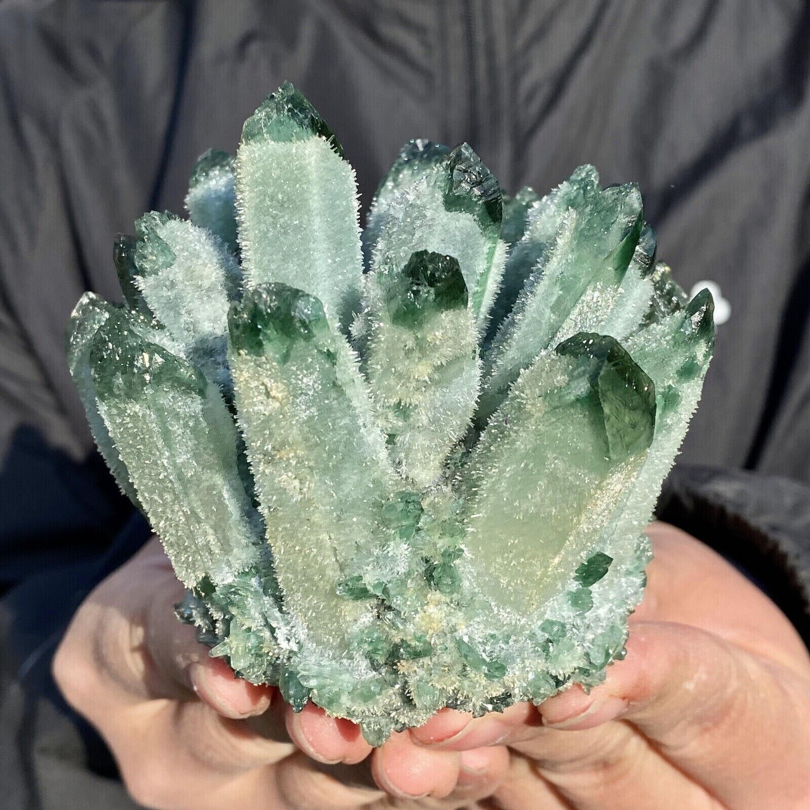 310g+ Raw Aura Green Phantom Cluster Titanium Geode Quartz Crystal Specimens