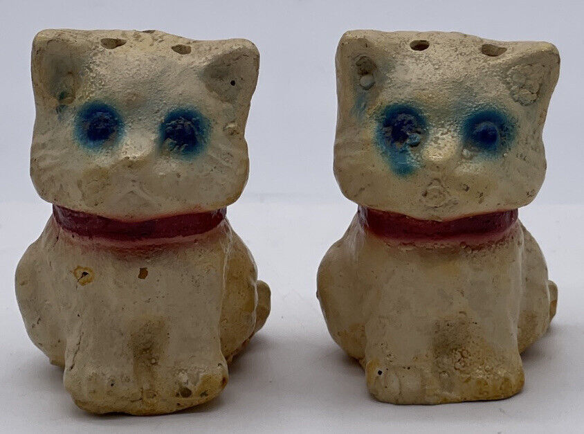 Vintage Creepy Blue Eyed Zombie Cats Kittens Salt Or Pepper Shakers - Not A Set