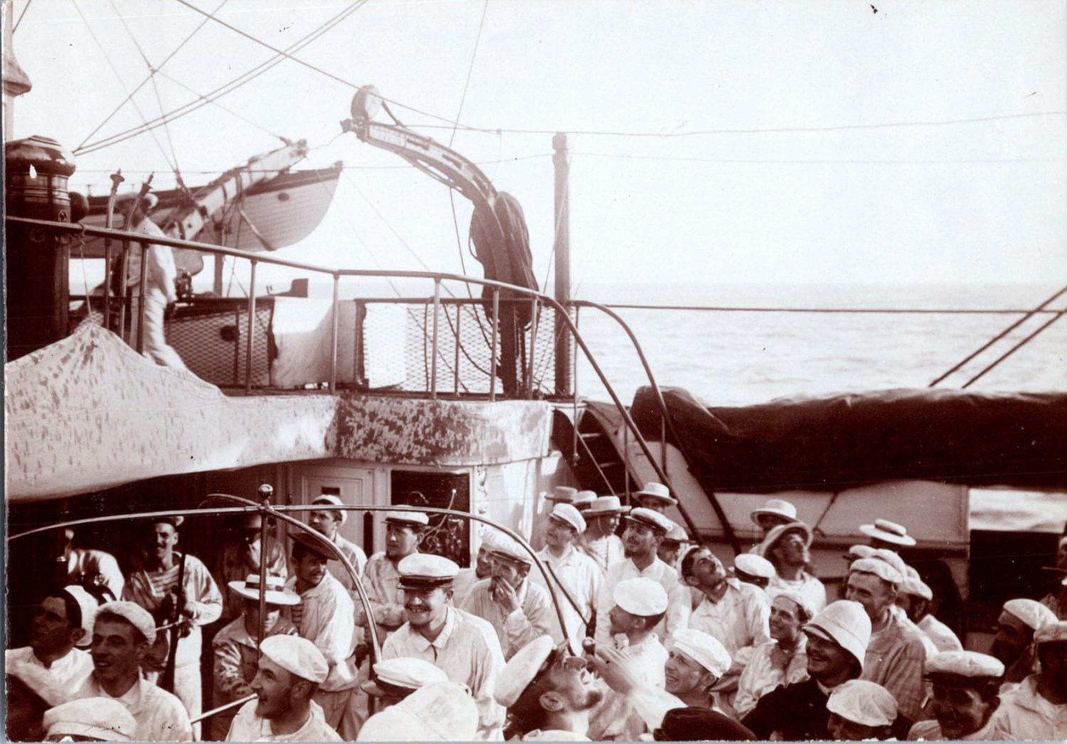 On board a boat, crossing the line midships before the ceremony, 1899 Vi