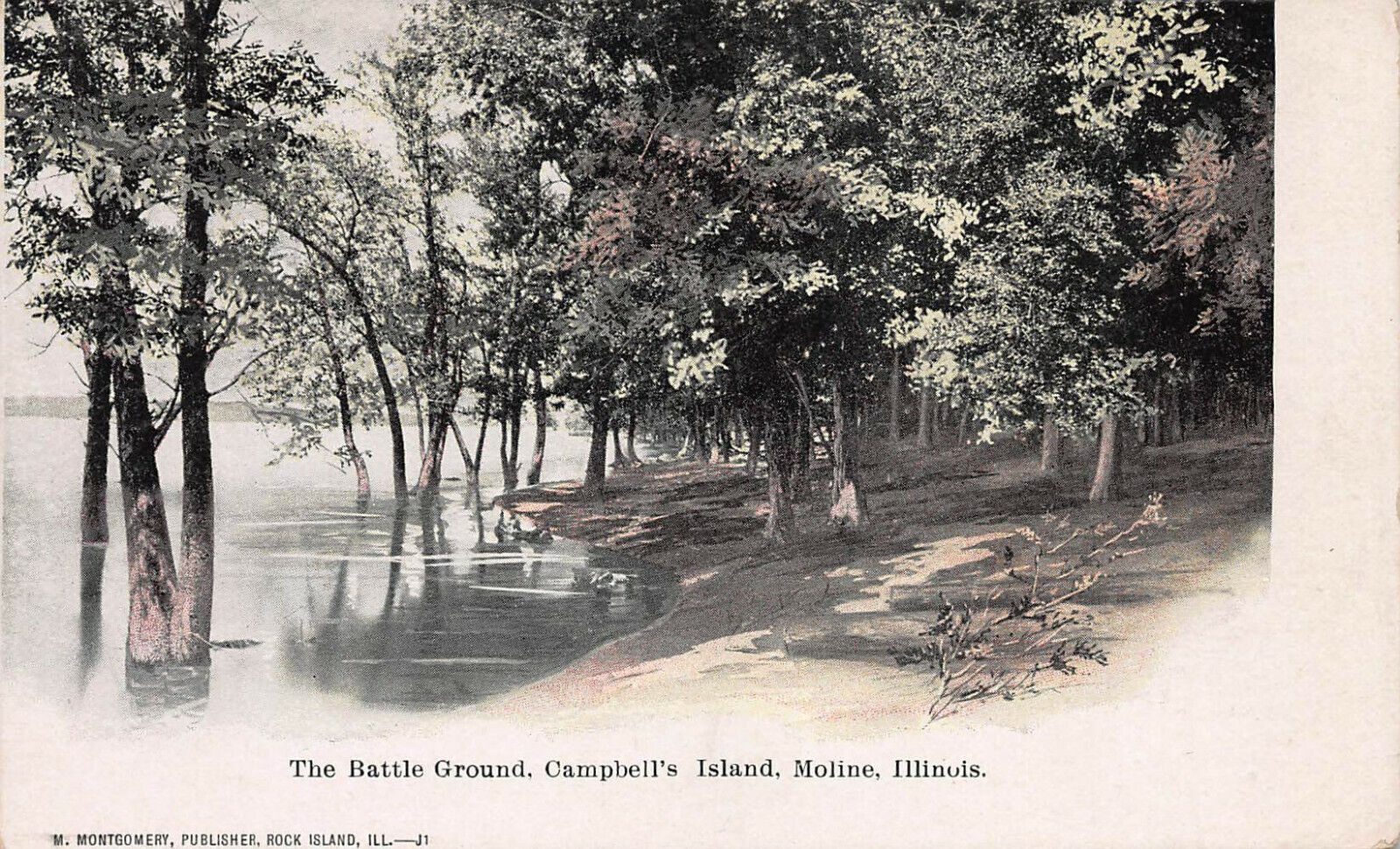 Battle Ground, Campbell\'s Island, Moline, Illinois, Very Early Postcard, Unused 