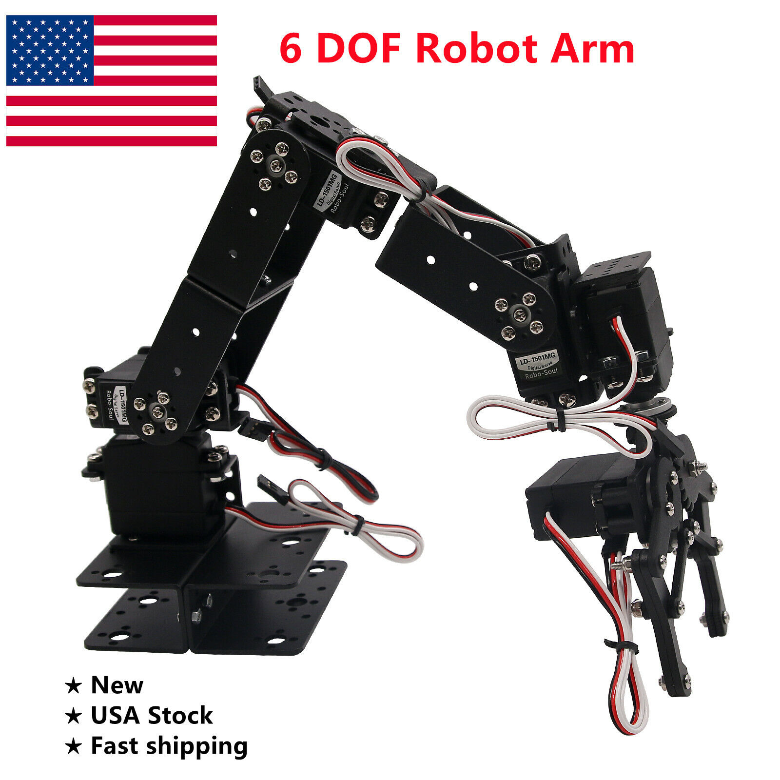 6 DOF Robot Arm Mechanical Robotic Arm Clamp Claw Mount Kit for DIY US