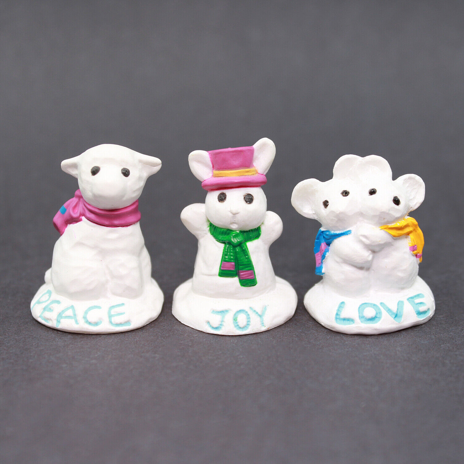 LOVE JOY & PEACE - 1991 Hallmark Merry Miniatures Christmas Figures
