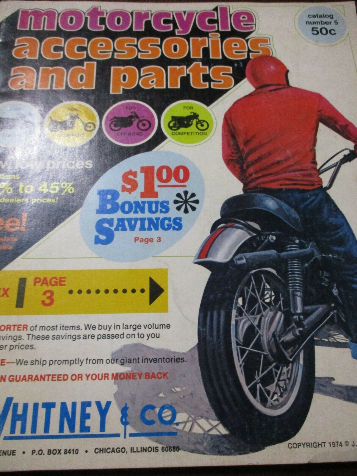 JC Whitney & Co Motorcycle Accessories & Parts Catalog 1974