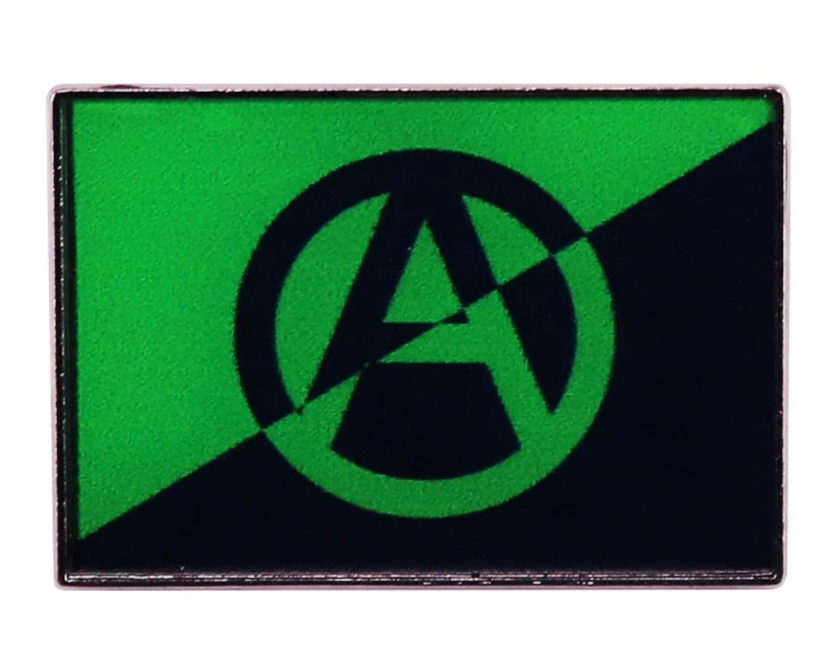 Eco Anarchist Flag Green Anarchism Environmental Climate Change 1.2 Enamel Pin F