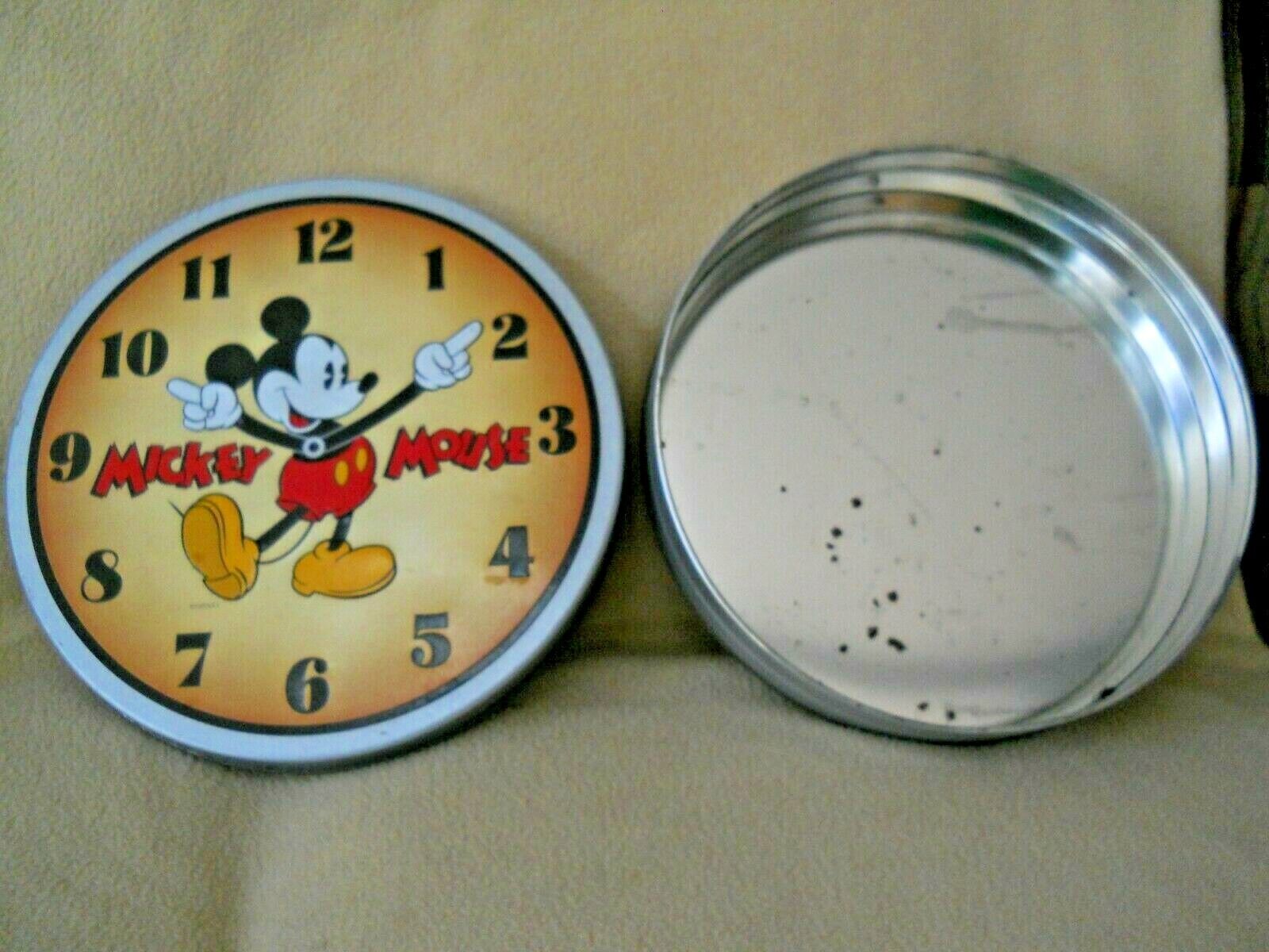 Vintage 1996 Mickey Mouse Embossed Clock Tin / EMPTY