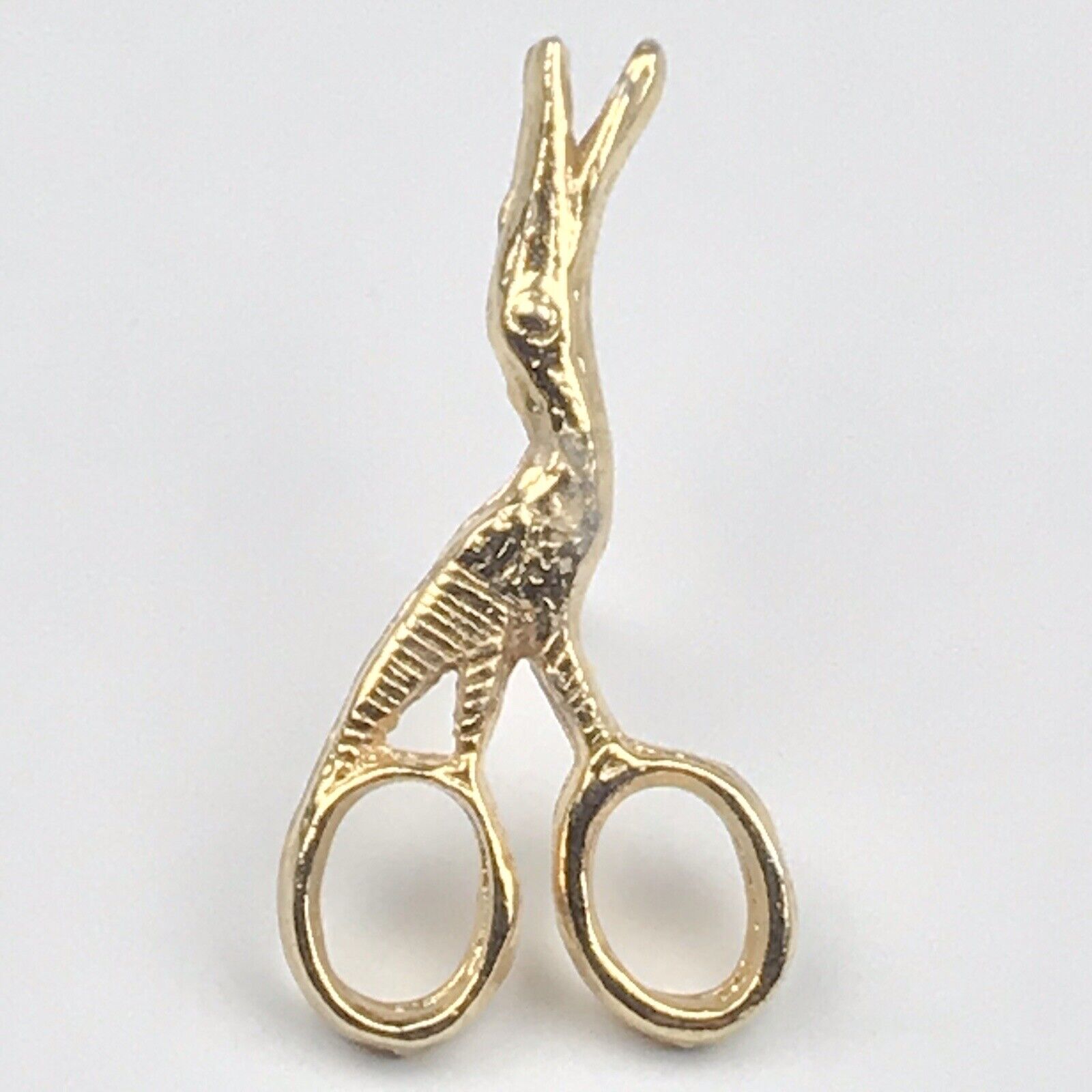 Scissors Bird Crane Vintage Pin Small Gold Tone
