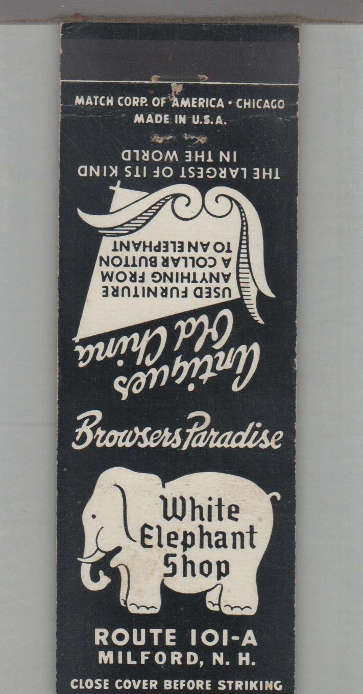 Matchbook Cover - White Elephant Shop Milford, NH