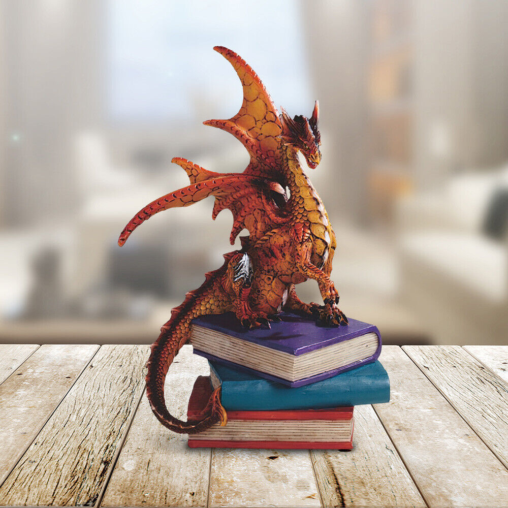 Volcano Dragon Standing on Books Statue 6\