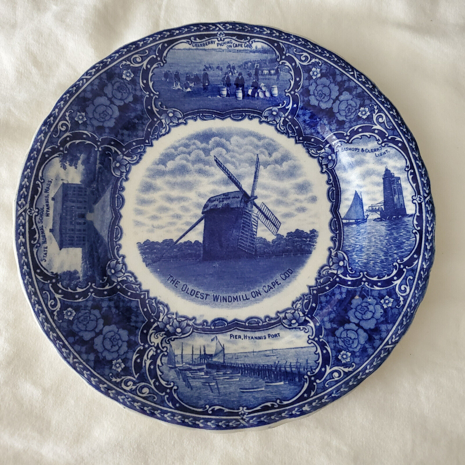 Hyannis, Mass Cape Cod Rare Antique Flow Blue Historic Plate