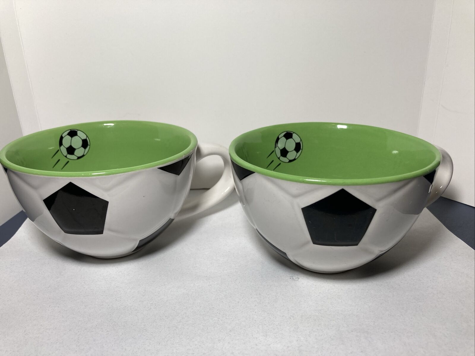Mulberry Home Soccer Ball Field Coffee Mug Cup Tea Green Inside with Soccer Ball