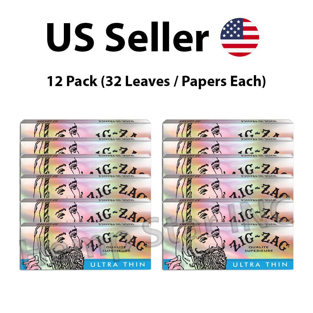 12x Packs Zig Zag Ultra Thin Rolling Papers ( 32 Leaves Each Pack )