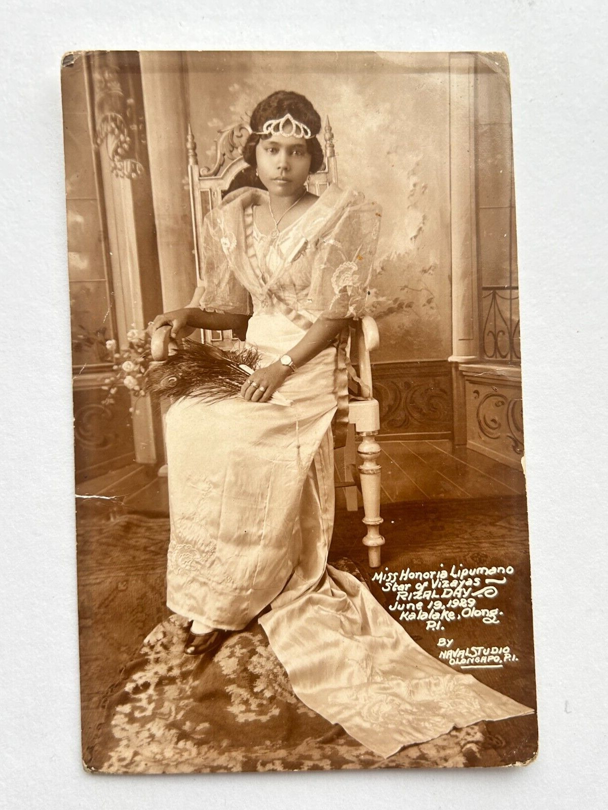 1929 RPPC Postcard Philippines   Beauty Queen of RIZAL DAY  Kalalake Olongapo