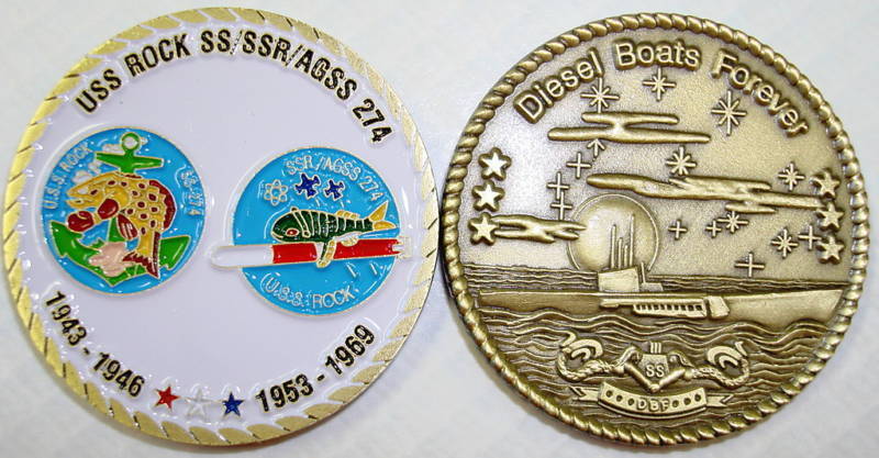 NAVY USS ROCK SS SSR AGSS 274 SUBMARINE CHALLENGE COIN