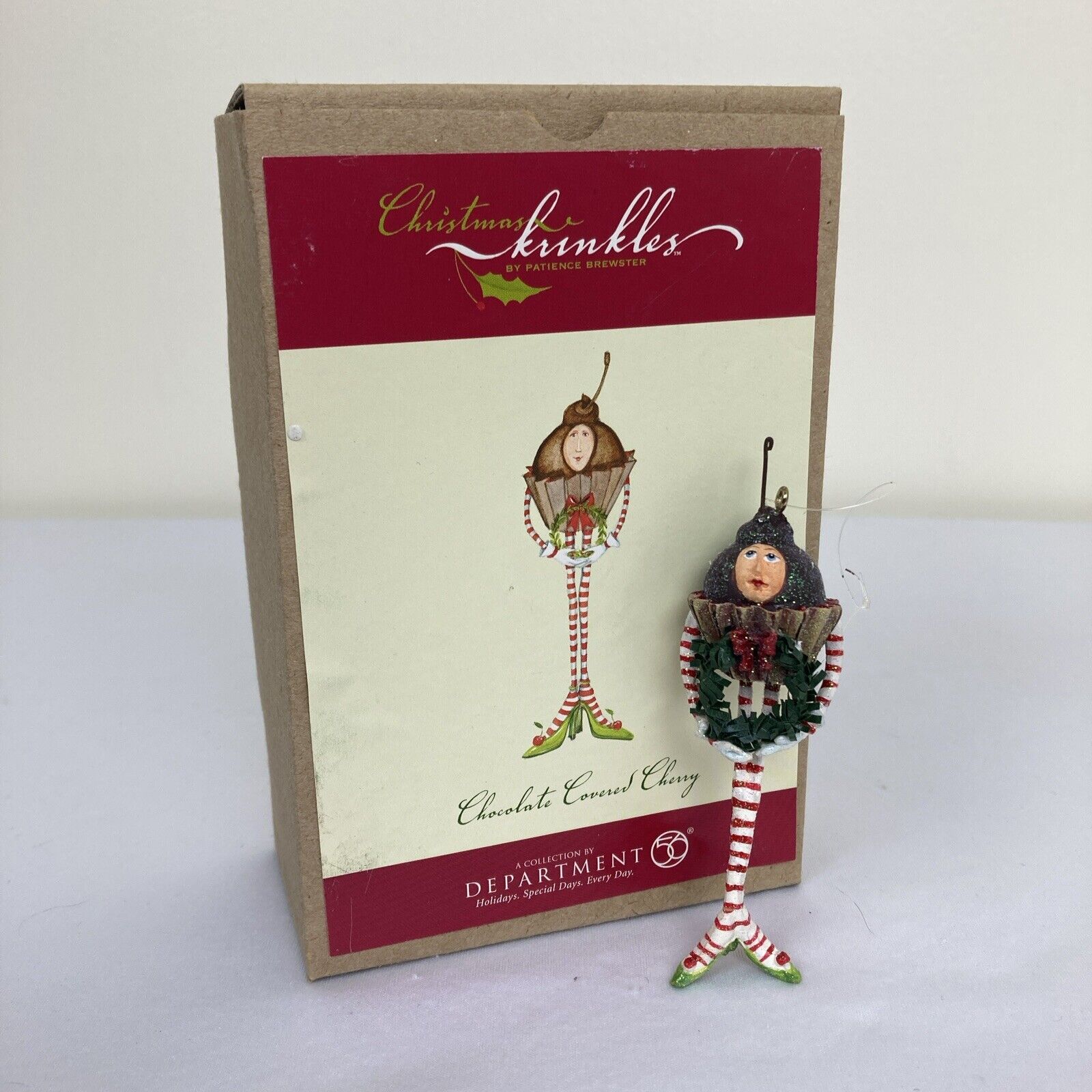 Vintage Dept 56 Christmas Krinkles Chocolate Covered Cherry Ornament (2004)
