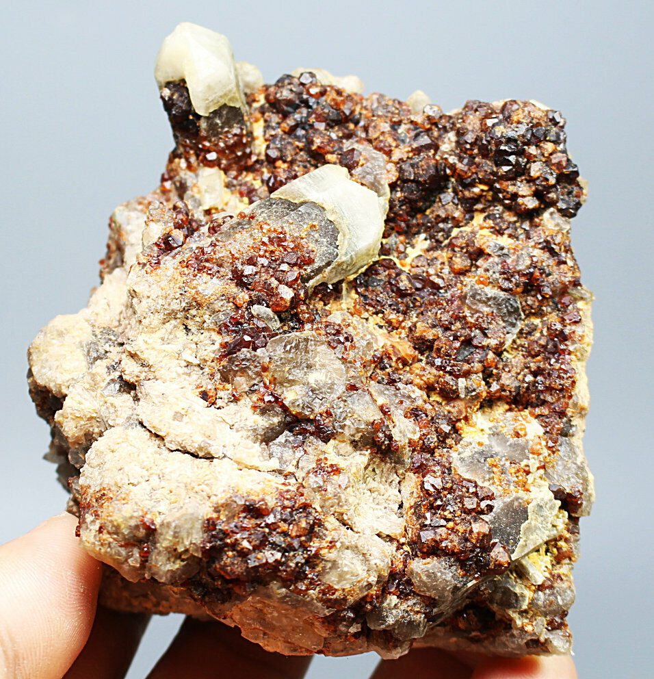 414g Top  Spessartine Garnet with Smoky Quartz Crystal Mineral Specimen
