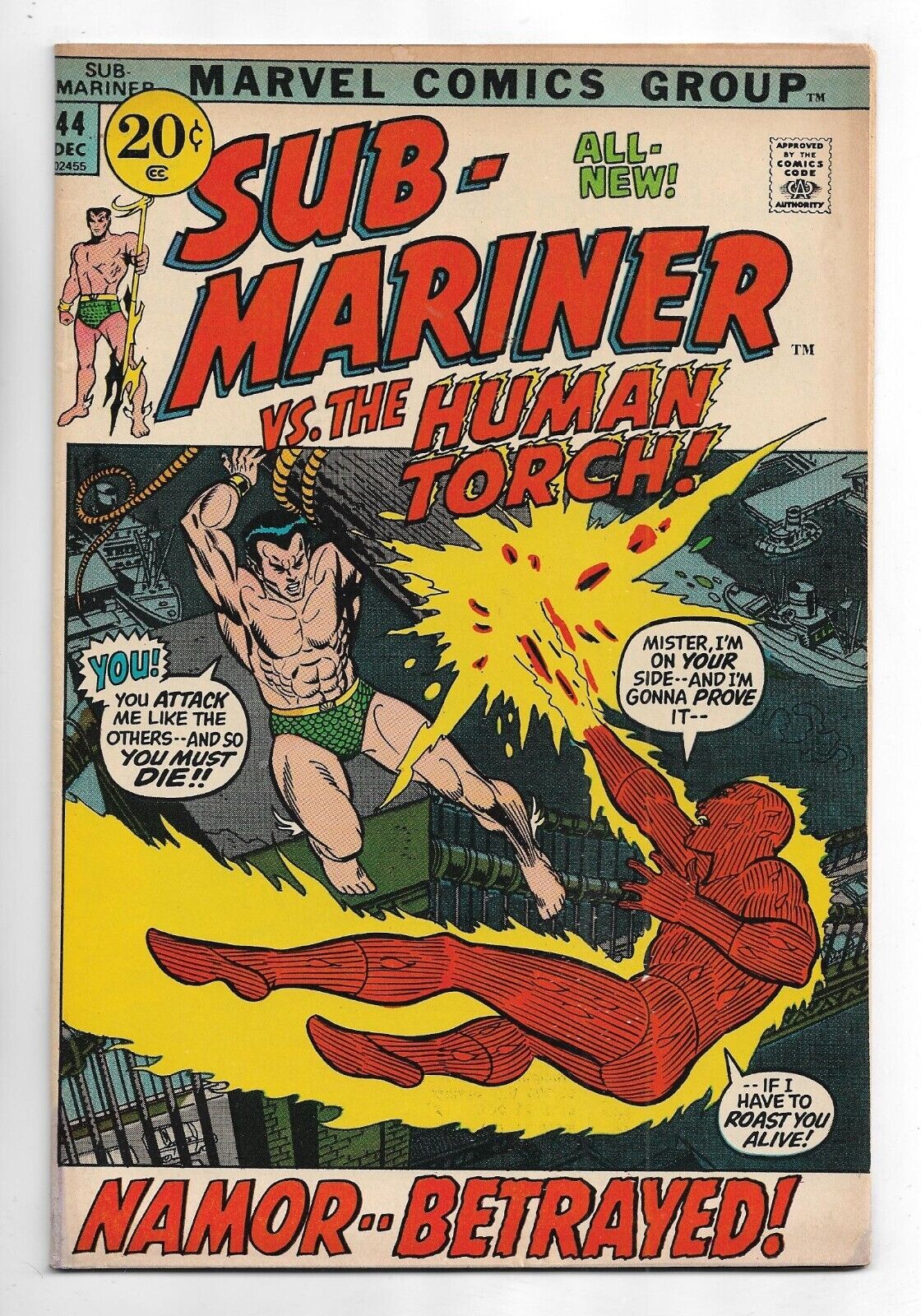 The Sub-Mariner #44 Marvel Comics 1971 Marie Severin art / Human Torch