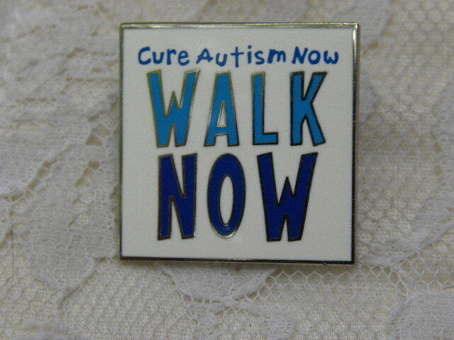 Cure Autism Pin Walk Now Metal Silver Tone Lapel Fundraiser Support Awareness