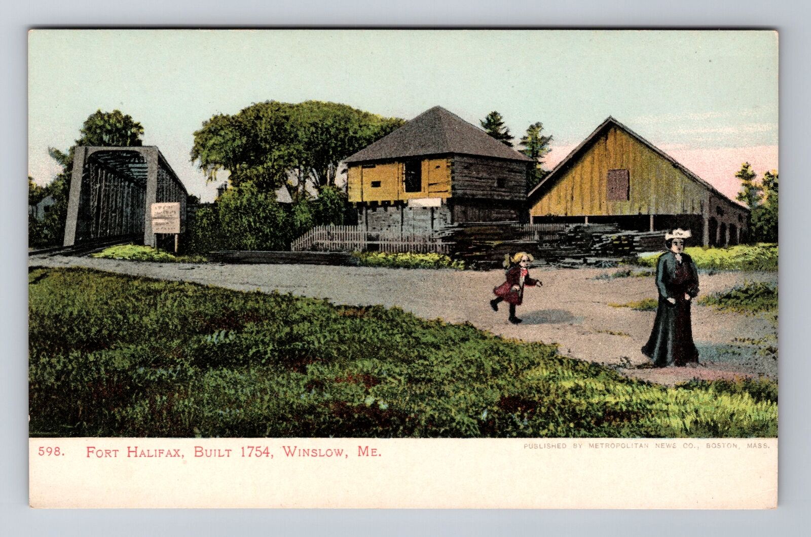 Winslow ME-Maine, Fort Halifax, Antique, Vintage Postcard