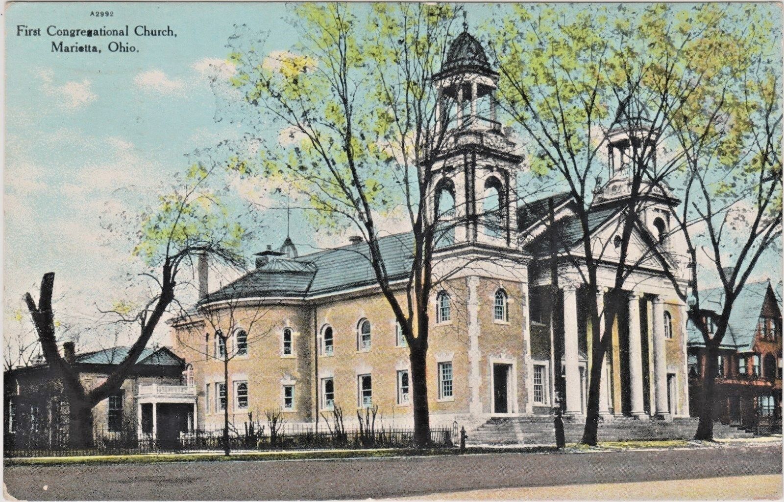 First Congregational Church at 399 Front Street in Marietta, Ohio in Early 1900s