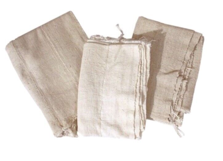Authentic Mud Cloth African Handwoven Bambara Fabric (Plain White)