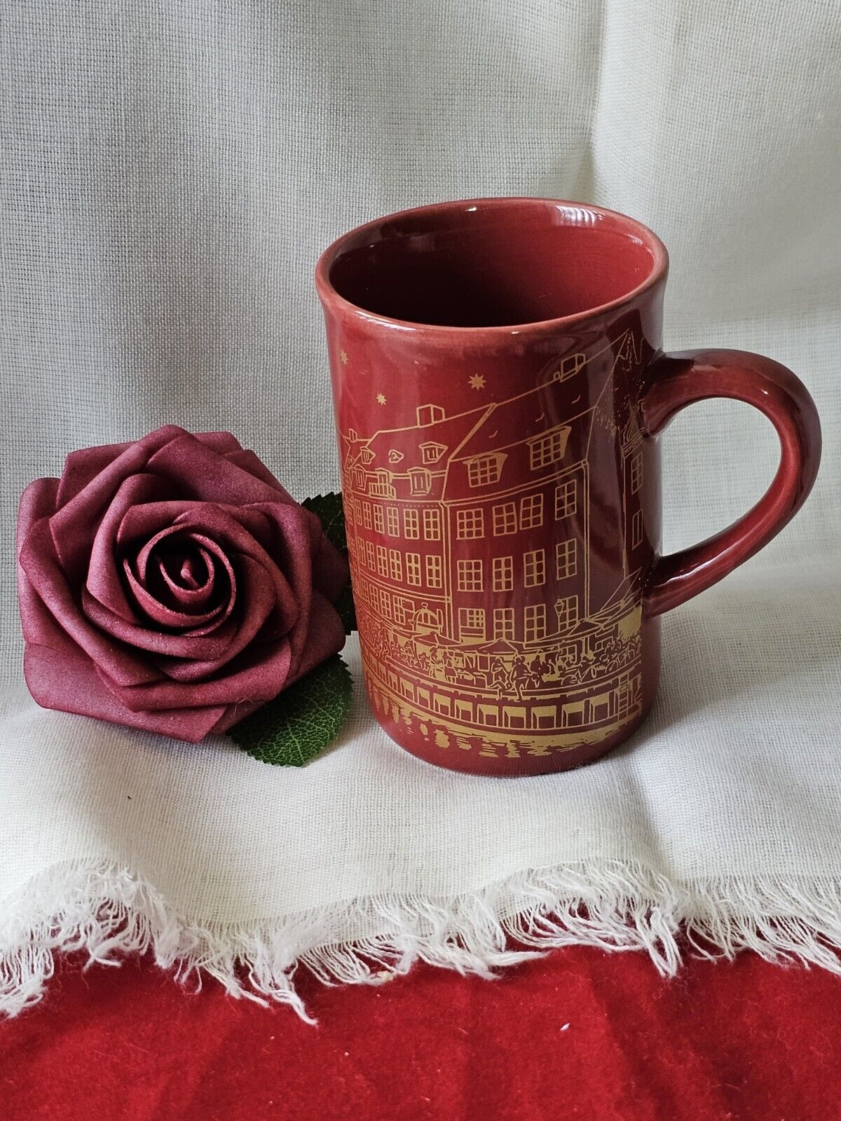 Kossinger AG Red Christmas Market  Ceramic Coffee Cup Mug Copenhagen Souvenir 