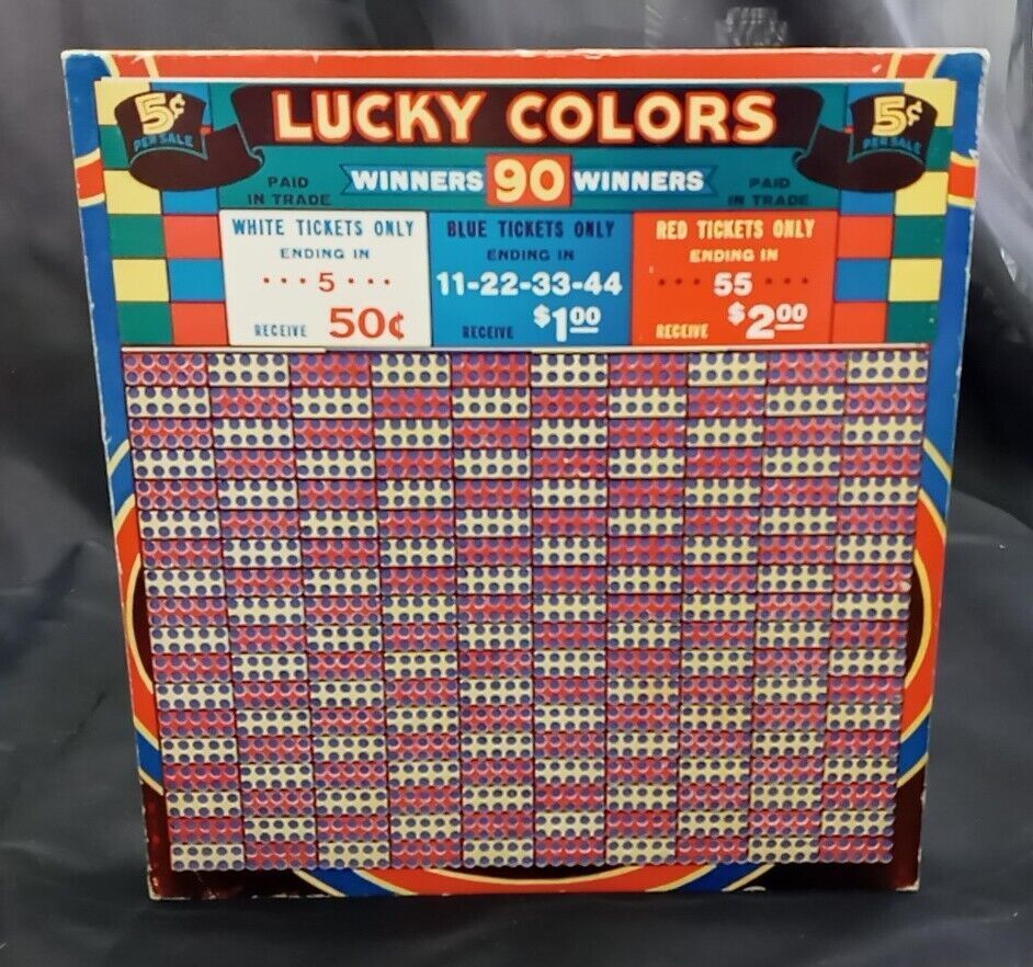 Vintage 40s Lucky Colors 5 Cents  Punch Board 11\