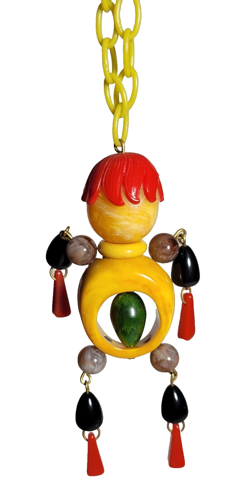 Vintage Bakelite Crib Toy Colorful Necklace Pendant With Chain
