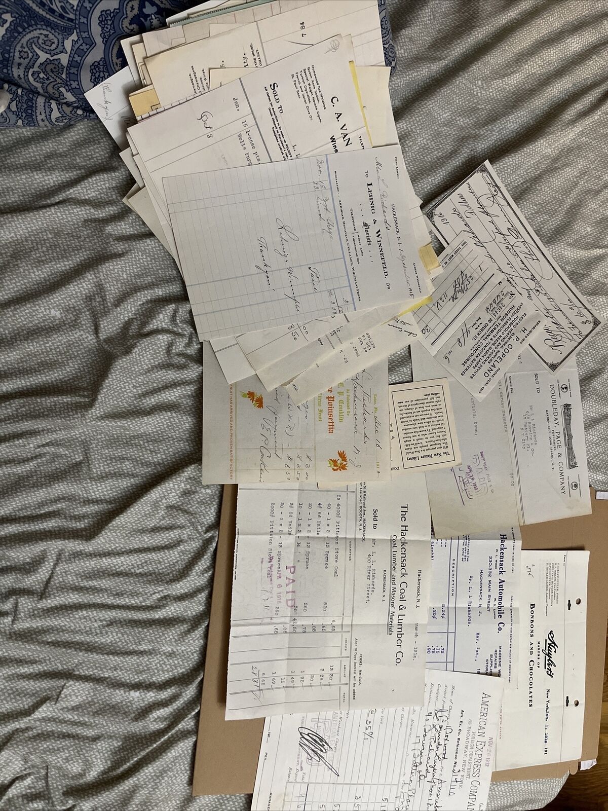85 + Pieces Pre-1920: Hackensack NJ Man’s Invoices, Bills, Letters: NYC + More
